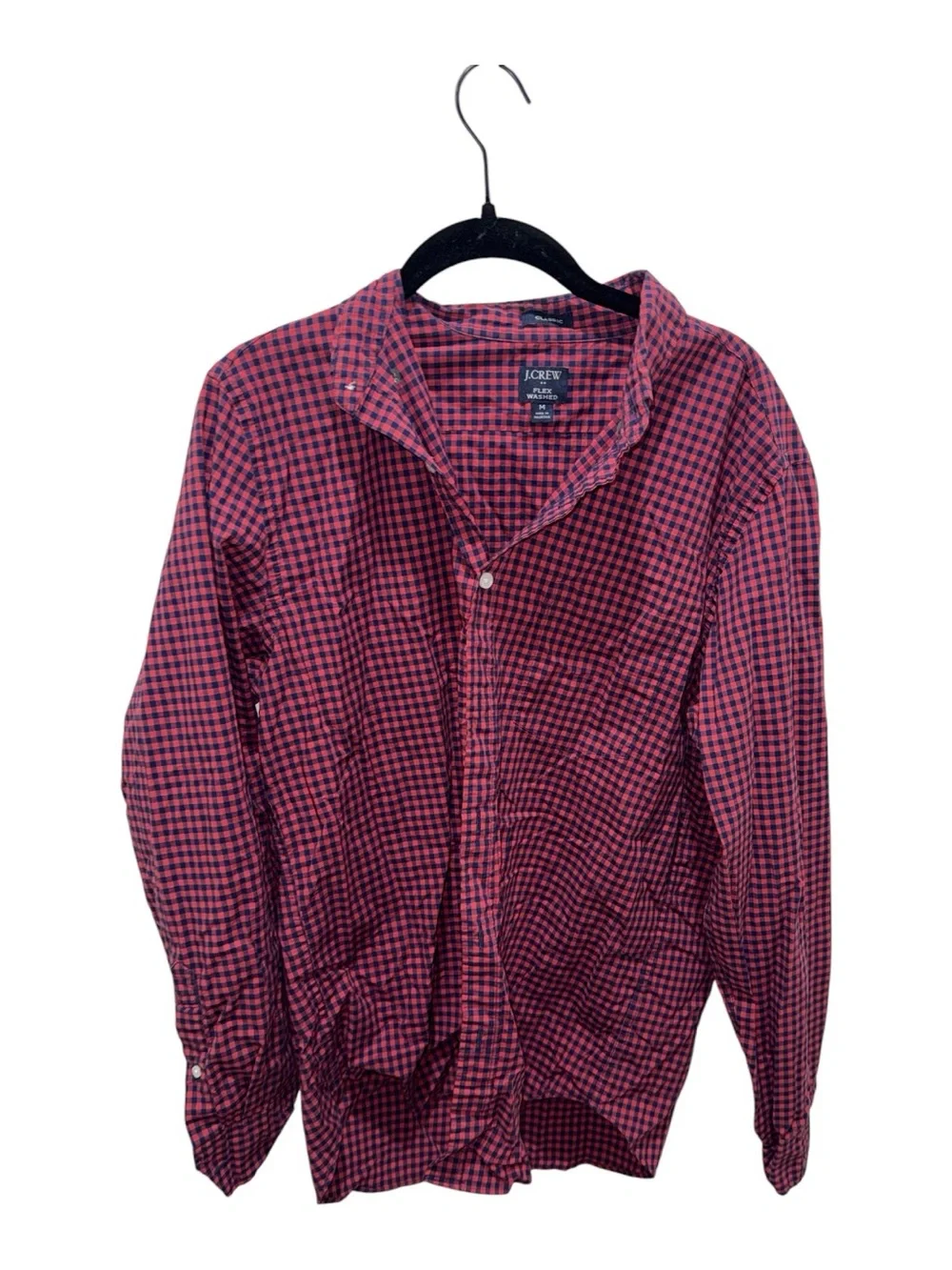 J.Crew Red Blue Buffalo Check Flex Washed Button Down Shirt Mens Medium